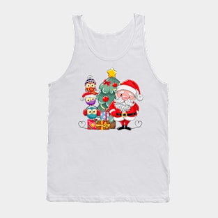 Cute Santa and Owls Tank Top